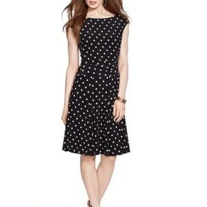 Ralph Lauren Black and White Polka Dot Midi Dress